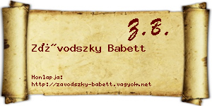 Závodszky Babett névjegykártya